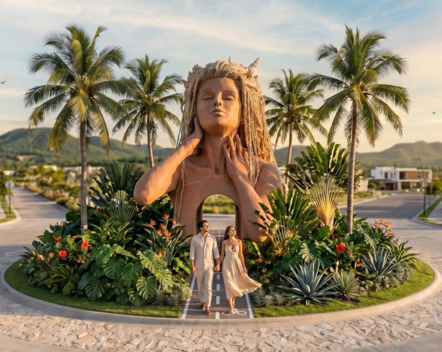 Glorieta con arte y escultura